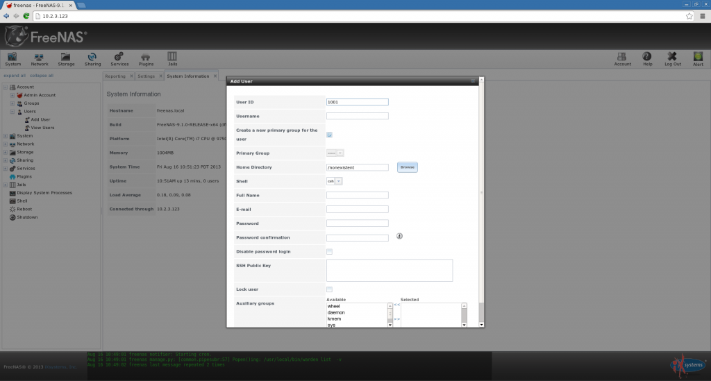 FreeNAS Add User
